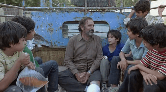 Karim with village children